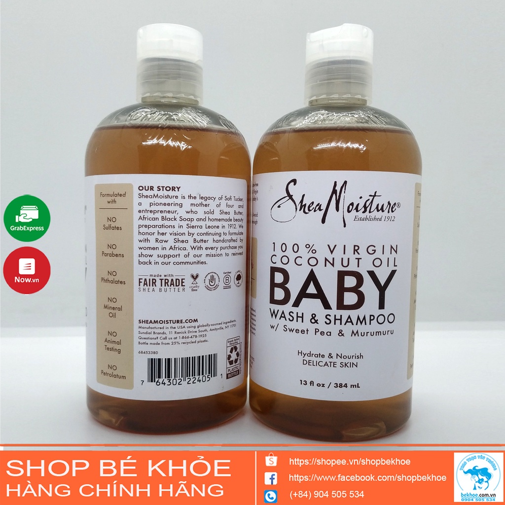 Sữa tắm gội Organic cho bé Shea Moisture Baby Wash&amp;Shampoo