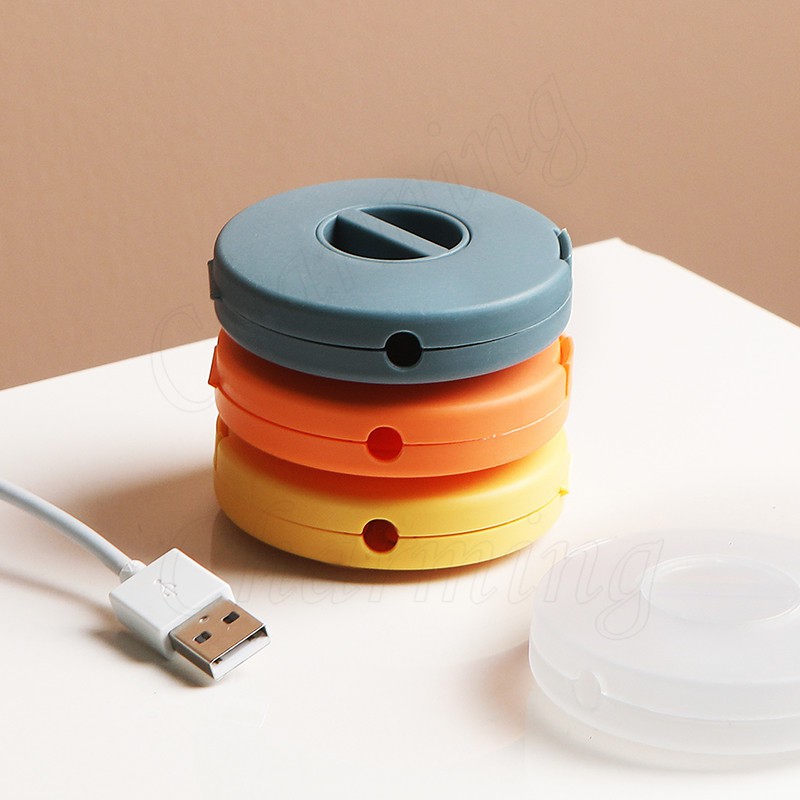 Hộp Đựng Dây Cáp Tai Nghe Hình Tròn Có Thể Tái Sử Dụng Kèm Giá Đỡ USB