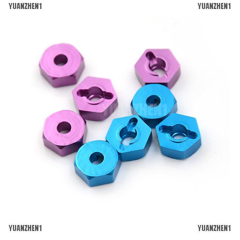 Set 4 Đai Ốc Lục Giác Bằng Nhôm 12MM Kèm Trục Bánh Xe Điều Khiển HSP Tỉ Lệ 1 / 10