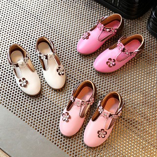 TR❤Giày Sandal đế bằng phối hoa phong cách công chúa cho bé gái