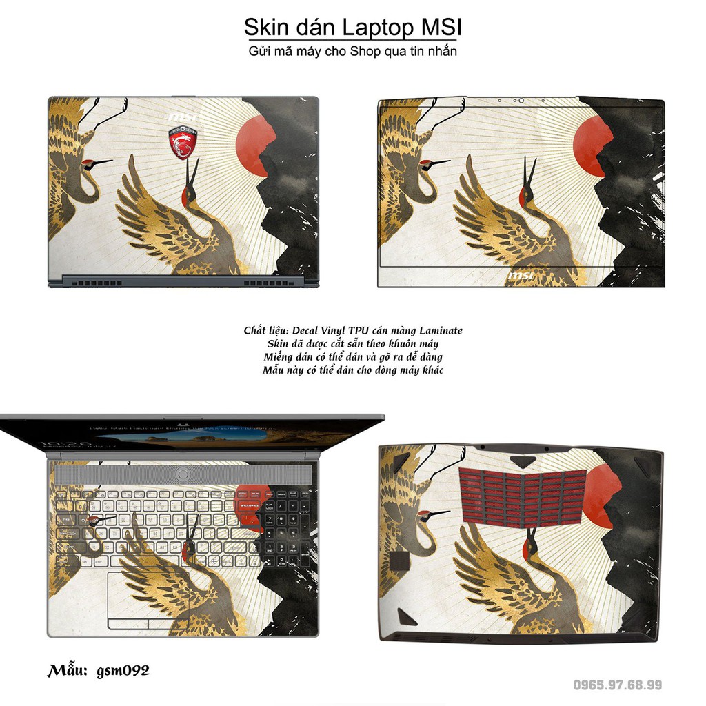 Skin dán Laptop MSI in hình giả sơn mài (inbox mã máy cho Shop)