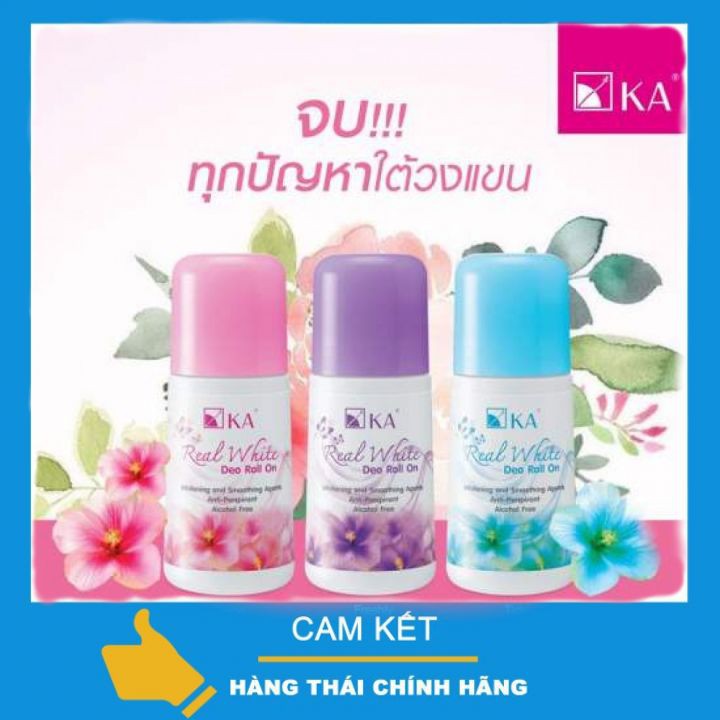 Combo 3 Lăn Khử Mùi KA Real White  cao cấp Mix 3 Mùi Thái Lan cho mọi loại da từ nặng tới nhẹ 25ml