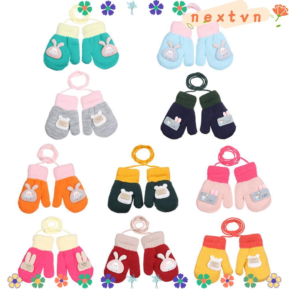 Găng tay dệt kim dày dặn dễ thương giữ ấm thời trang mùa đông dành cho trẻ em từ 1-5 tuổi