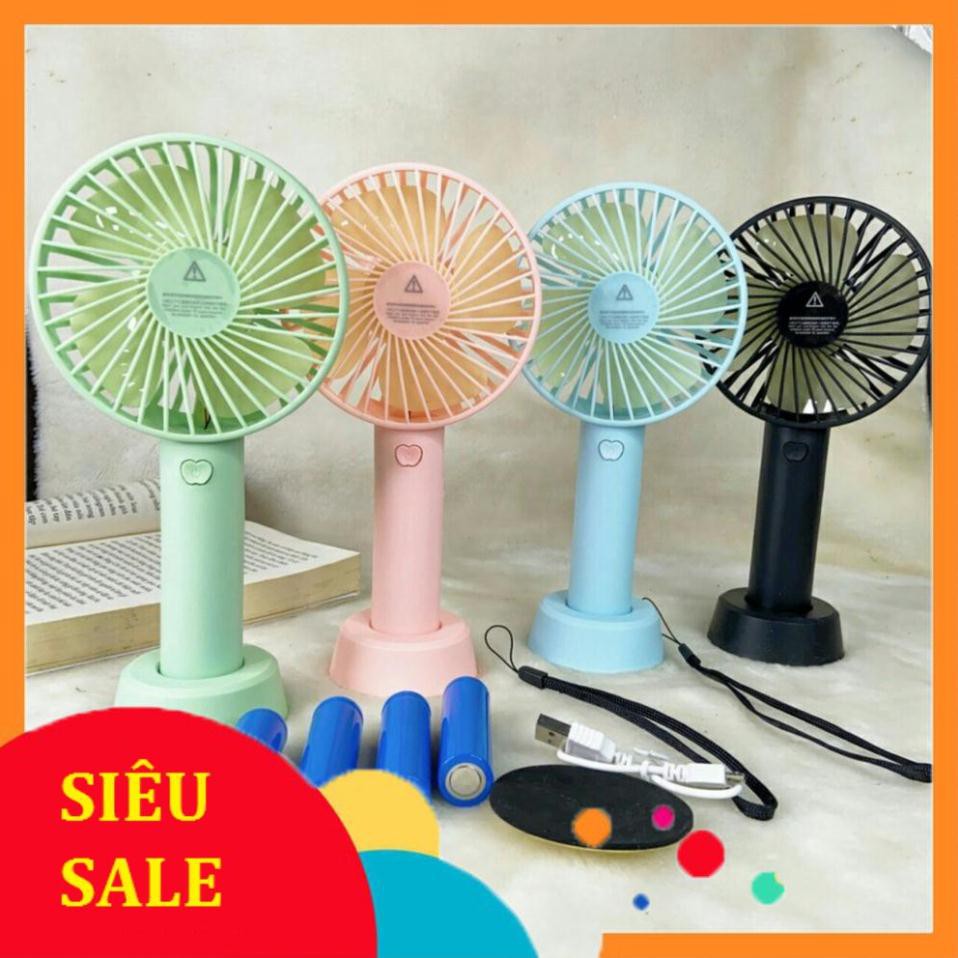 Quạt mini cầm tay có đế  để bàn sạc tích điện