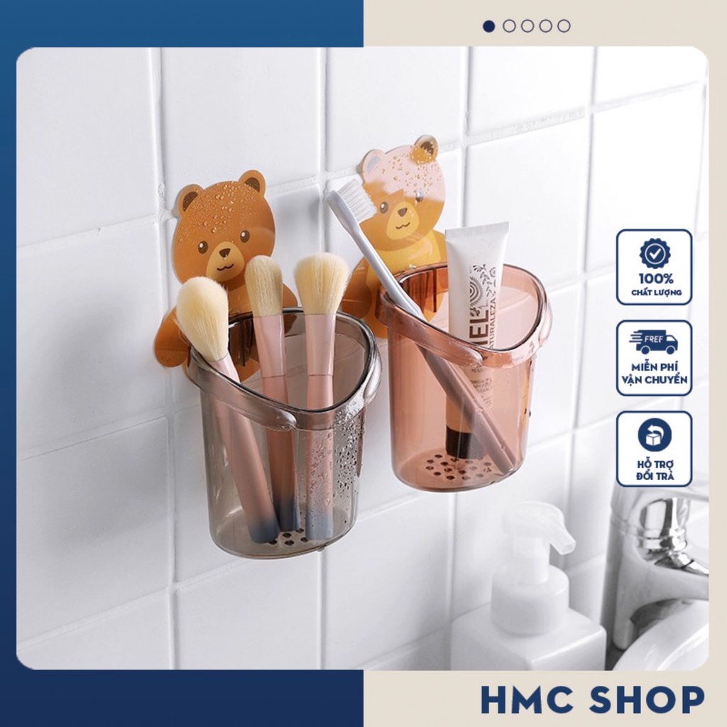CỐC GẤU GÁN TƯỜNG ĐỂ BÀN CHẢI ĐÁNH RĂNG TIỆN LỢI - CÓ LỖ THOÁT NƯỚC