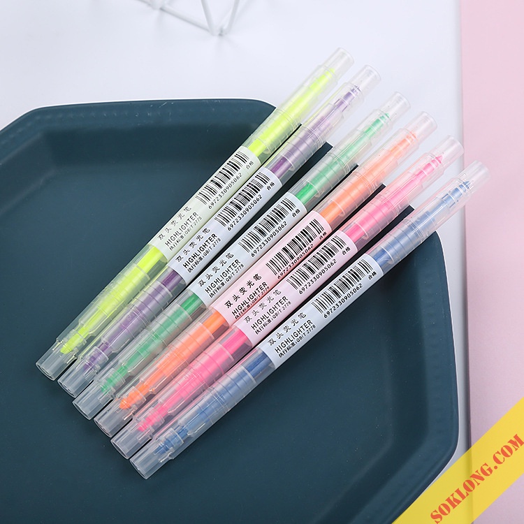 Set 3/6 bút highlight 2 đầu đánh dấu màu Pastel, bút nhớ ghi chú HI02 tiện lợi