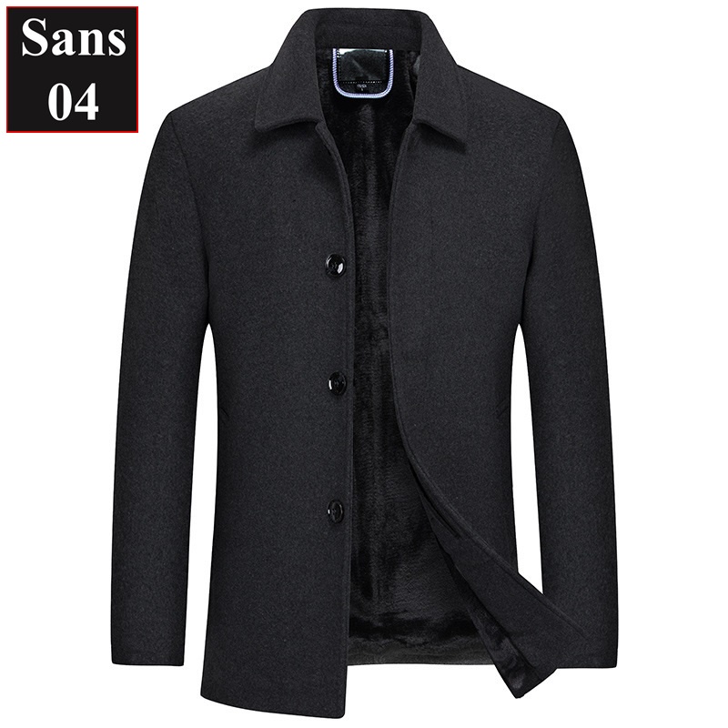 Áo khoác nam blazer dạ lót lông cừu Sans04 dáng ngắn dày cao cấp mangto hàn quốc trần bông bigsize 3XL 4XL màu đen xám