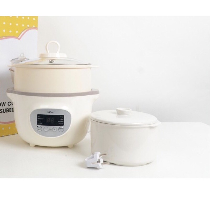 NỒI NẤU CHÁO, NINH, HẦM, HẤP CÁCH THUỶ 4 IN 1 BEAR loại 1,6L 1 Thố PAS Bị Vỡ nắp sứ