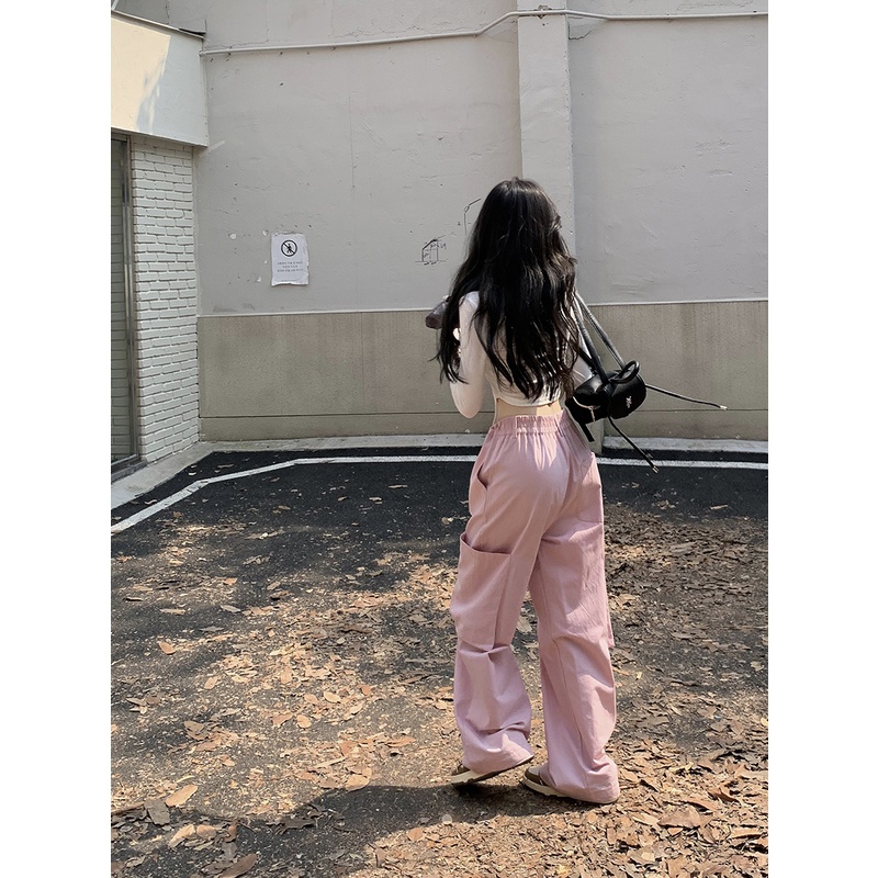 Phiên Bản Hàn Quốc; hot girl Áo Thun Tay Dài Ống Rộng Thiết Kế Thời Trang Dành Cho Nữ / Quần Âu Mỹ