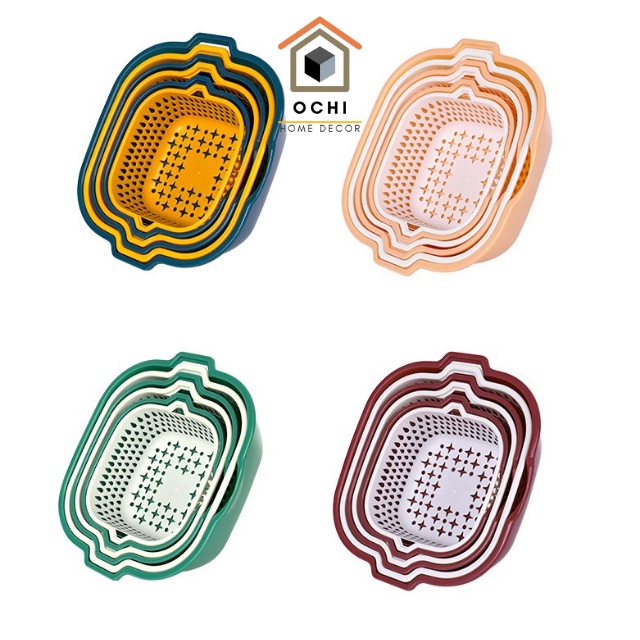 Set rổ nhựa kèm chậu đa năng