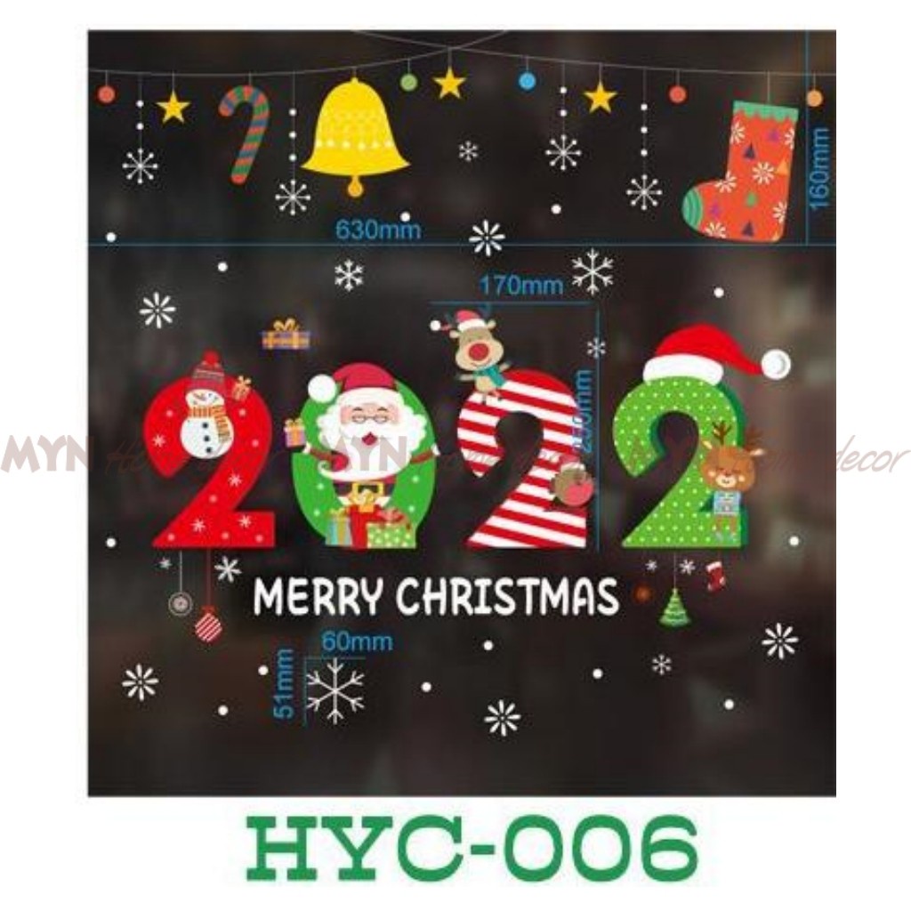 Decal dán kính Noel, trang trí cửa kính Giáng sinh nhiều mẫu MYN Home