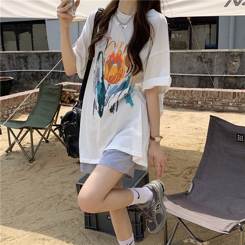 Áo Thun Dáng Rộng Phong Cách retro Thời Trang Mùa Hè Cho Nữ ZIZE37-87kg