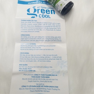 Xịt Thơm Miệng Green Cool Chính Hãng