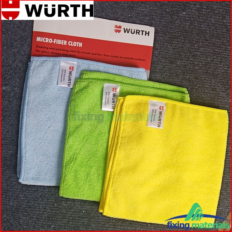 KHĂN LAU XE SIÊU MỀM WURTH MICROFIBER CLOTH 40X40CM MÀU XANH/VÀNG/ĐỎ