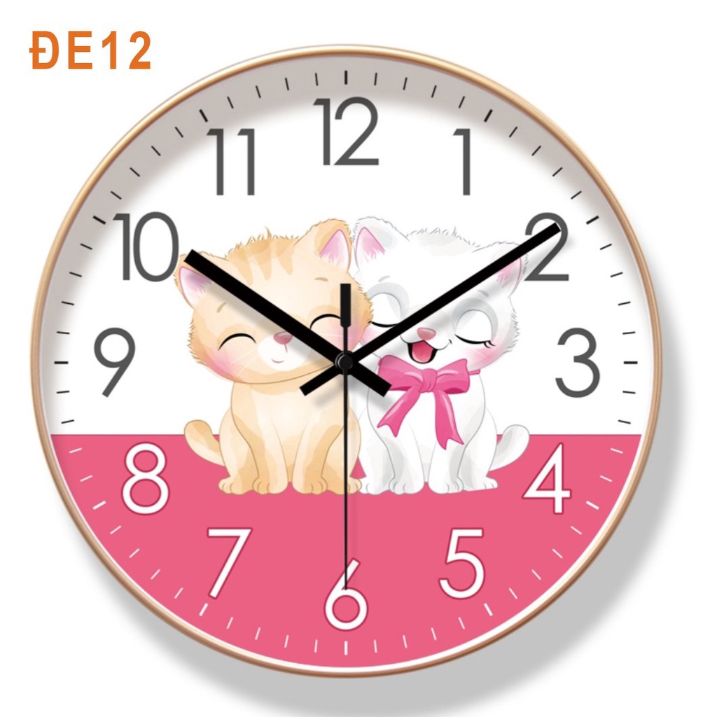 Đồng hồ treo tường VUADECOR chủ đề trẻ em kim trôi cao cấp (Tặng pin và đinh treo)