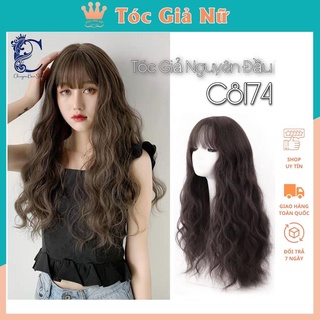 Tóc giả nữ nguyên đầu xù dài omber hồng