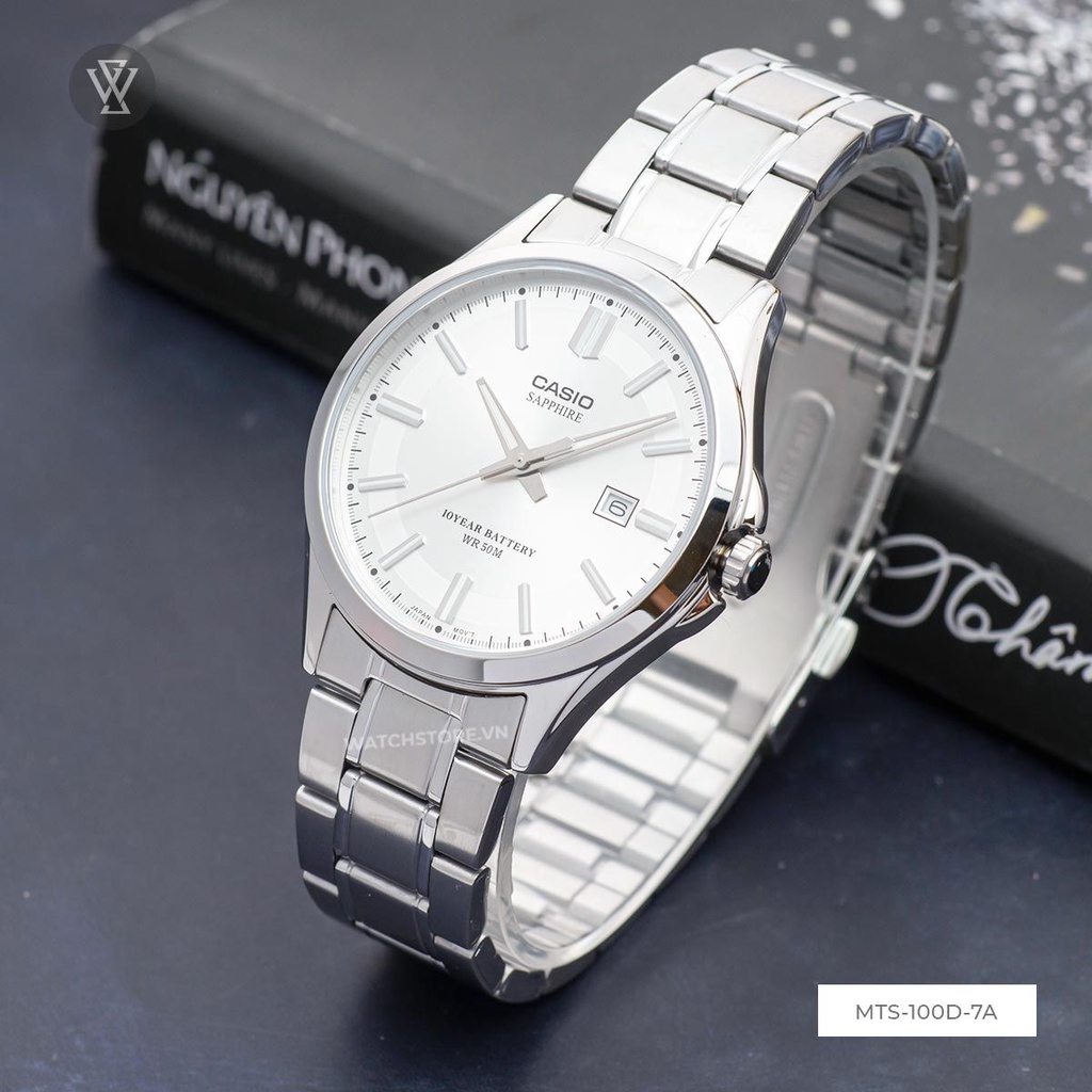 Đồng Hồ Quartz Nam Casio WATCHSTORE MTS-100D-7AVDF Thiết Kế Mặt Kính Khoáng 41mm, Dây Kim Loại Và Vỏ Thép Không Gỉ