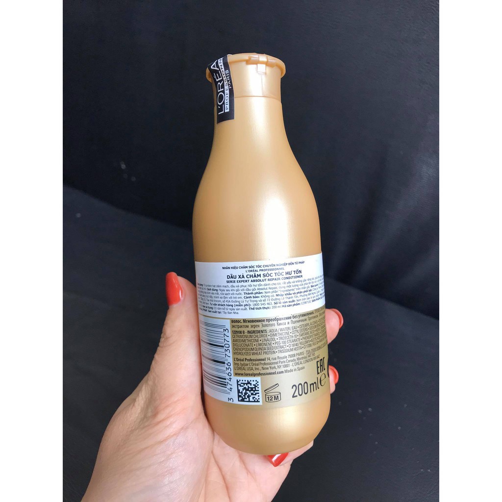 DẦU XẢ PHỤC HỒI TÓC TOÀN DIỆN NHŨ VÀNG LOREAL GOLD QUINOA VÀ PROTEIN 200ml