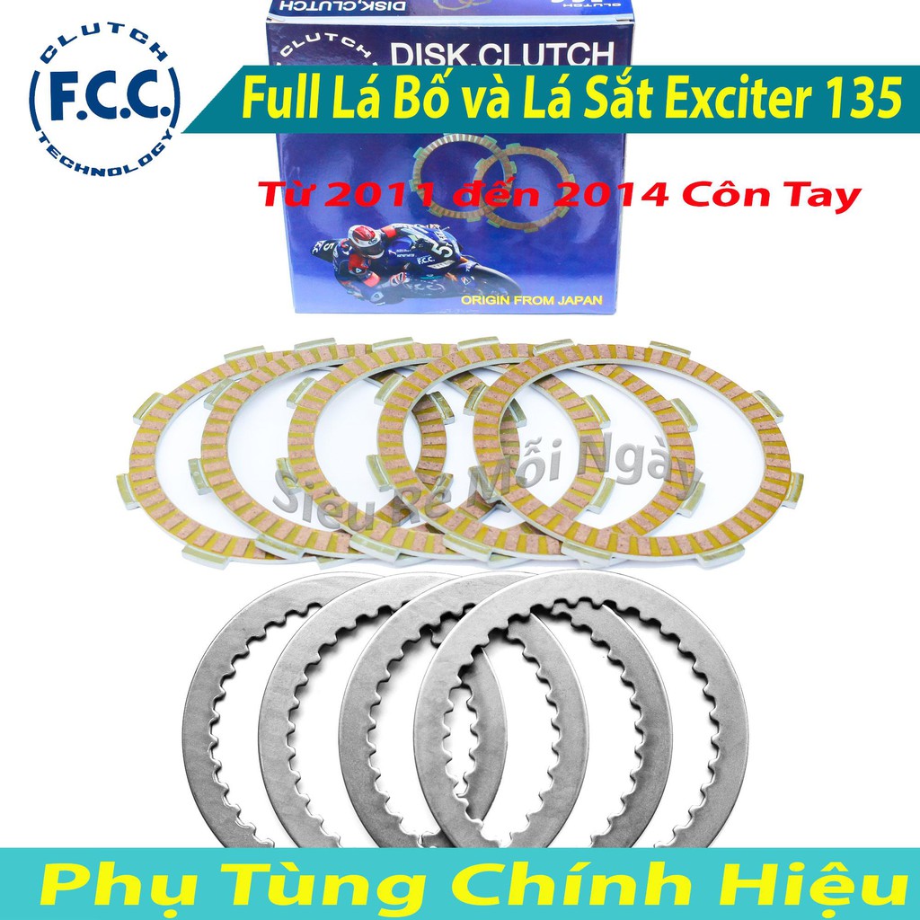Full bộ Lá bố nồi và Lá sắt zin FCC Yamaha Exciter 135cc Côn Tay và Côn Tự Động