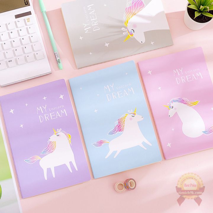 Vở sổ ghi chú kẻ ngang 30 trang đẹp hình kỳ lân unicorn dễ thương cute