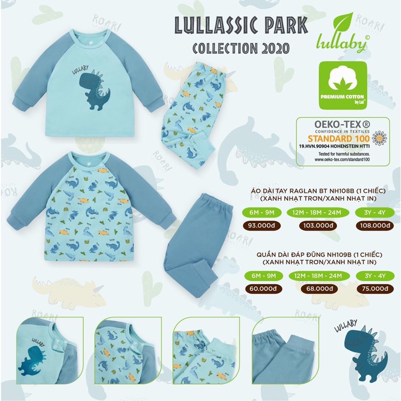 Bộ dài tay thu đông bé trai LULLABY  lẻ áo quần