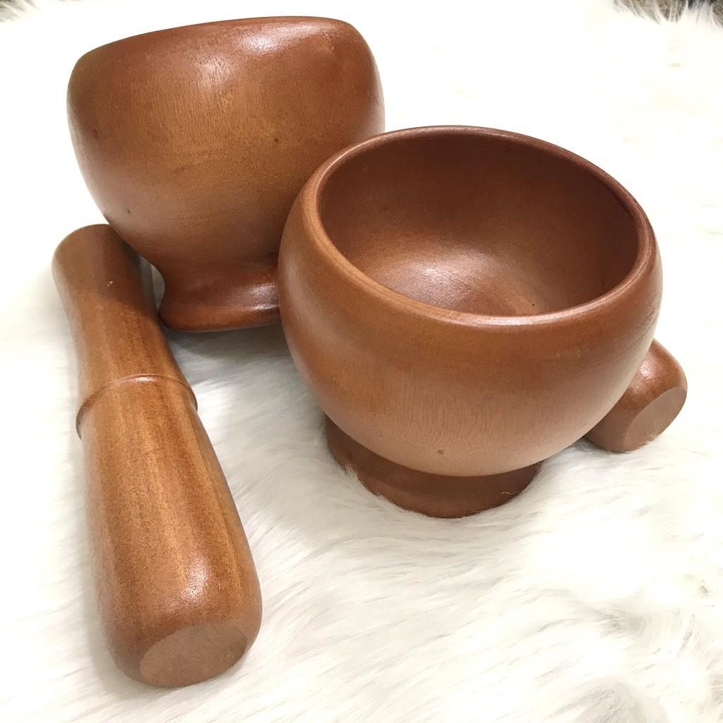 Bộ chày giã cối gỗ cao cấp Bộ chày cối gỗ hình lu tiện dụng trong nhà bếp 14CM