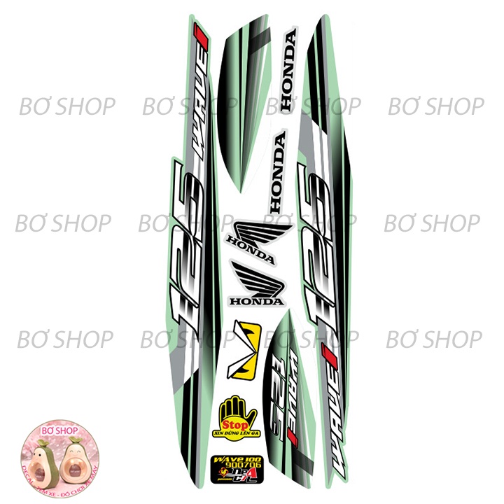 Tem rời WAVE ALPHA 100cc & 50cc Mẫu chữ 125i  BƠ SHOP - Tem 3 lớp chống phai màu