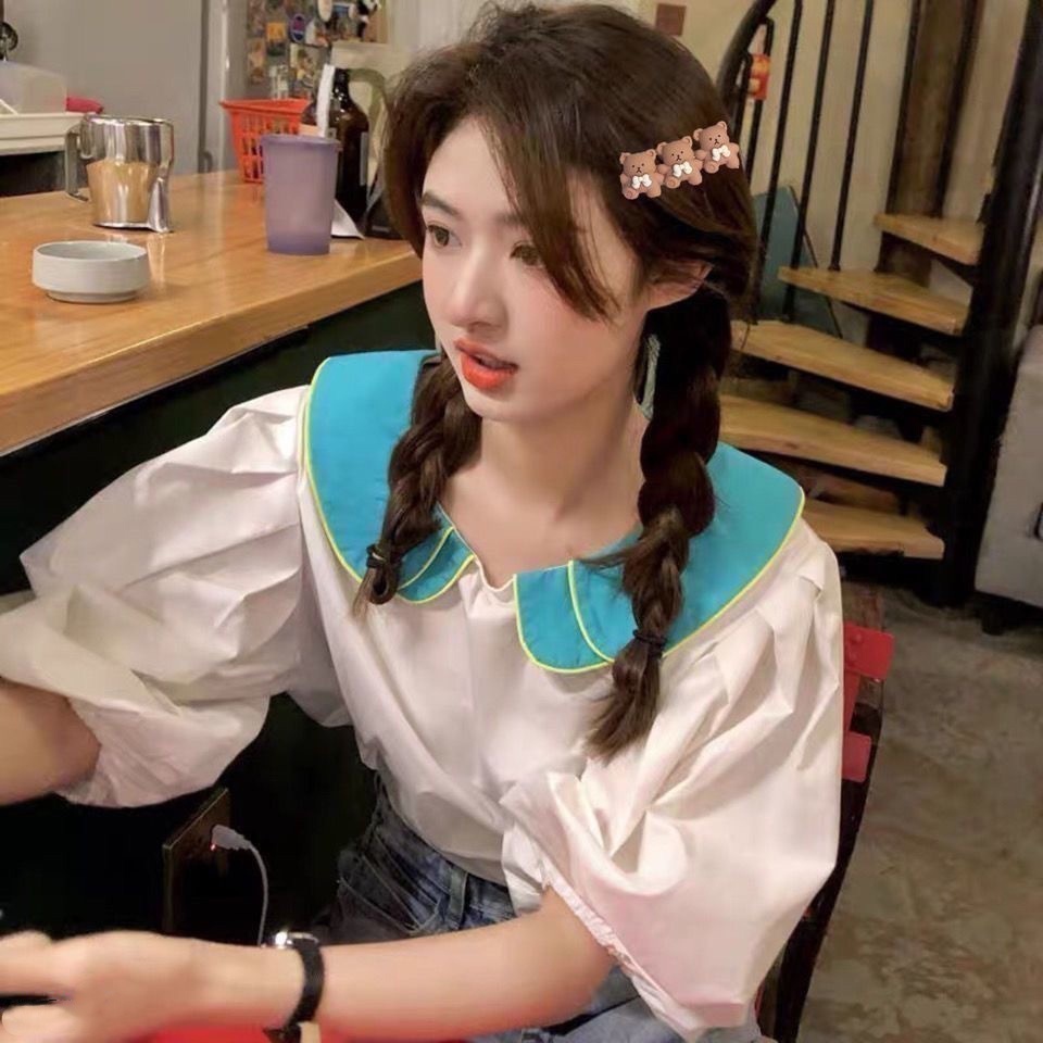 Kẹp tóc gấu nâu ôm nơ và trà sữa siêu xinh phong cách hàn quốc trẻ trung K128