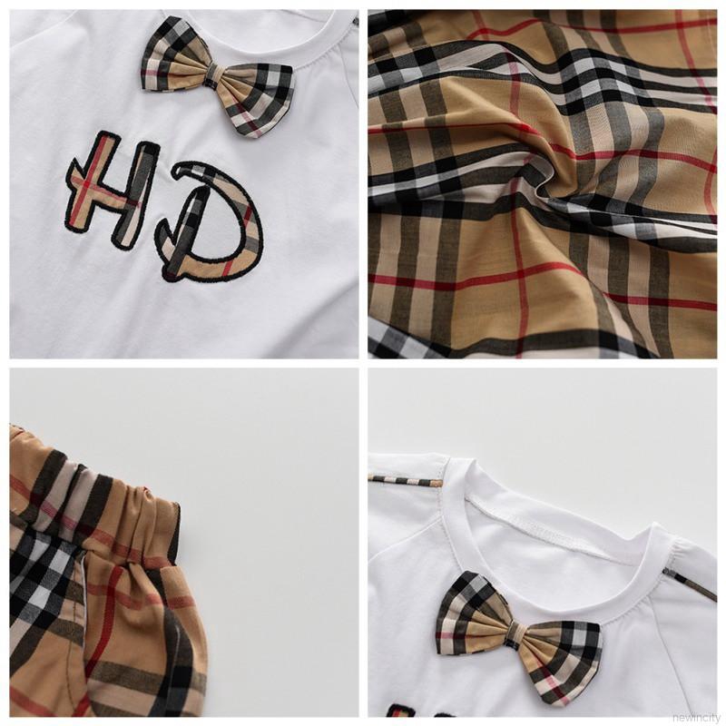 Set Áo Thun Tay Ngắn &amp; Quần Short Caro Cho Bé