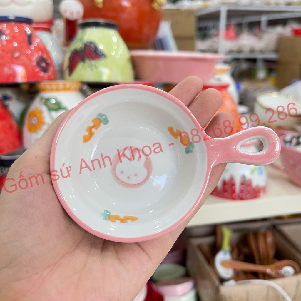 Sét Bát Đĩa sứ Decor Chén Dĩa Sứ Dễ Thương Cute Cao Cấp cực kỳ xinh yêu Bộ thỏ hồng 19 món trang trí món ăn siêu đẹp.