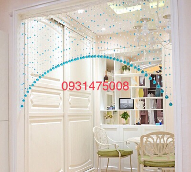 Rèm pha lê vòng cung kết hợp 2 màu