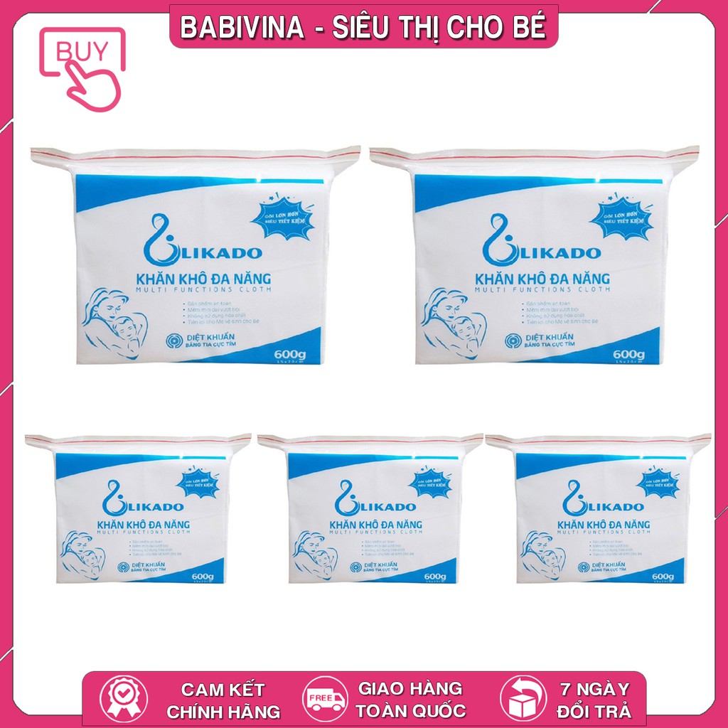 Combo 5 Gói Khăn Vải Đa Năng LIKADO 300g, 400g, 500g, 600g tấm lót likado Hàng Chính Hãng Mẫu Mới