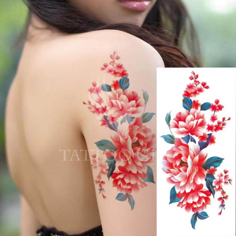 Hình Xăm Dán Tạm Thời Hình Hoa Hồng 3D Chống Nước