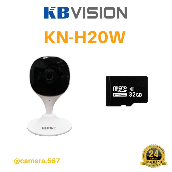 Camera IP hồng ngoại không dây 2.0 Megapixel KBVISION KBONE KN-H20W kèm thẻ nhớ 32GB