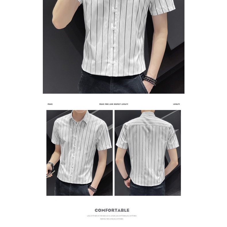 Áo Sơ Mi Tay Ngắn Dáng Rộng Phối Nút Thiết Kế Hợp Thời Trang Cho Nam