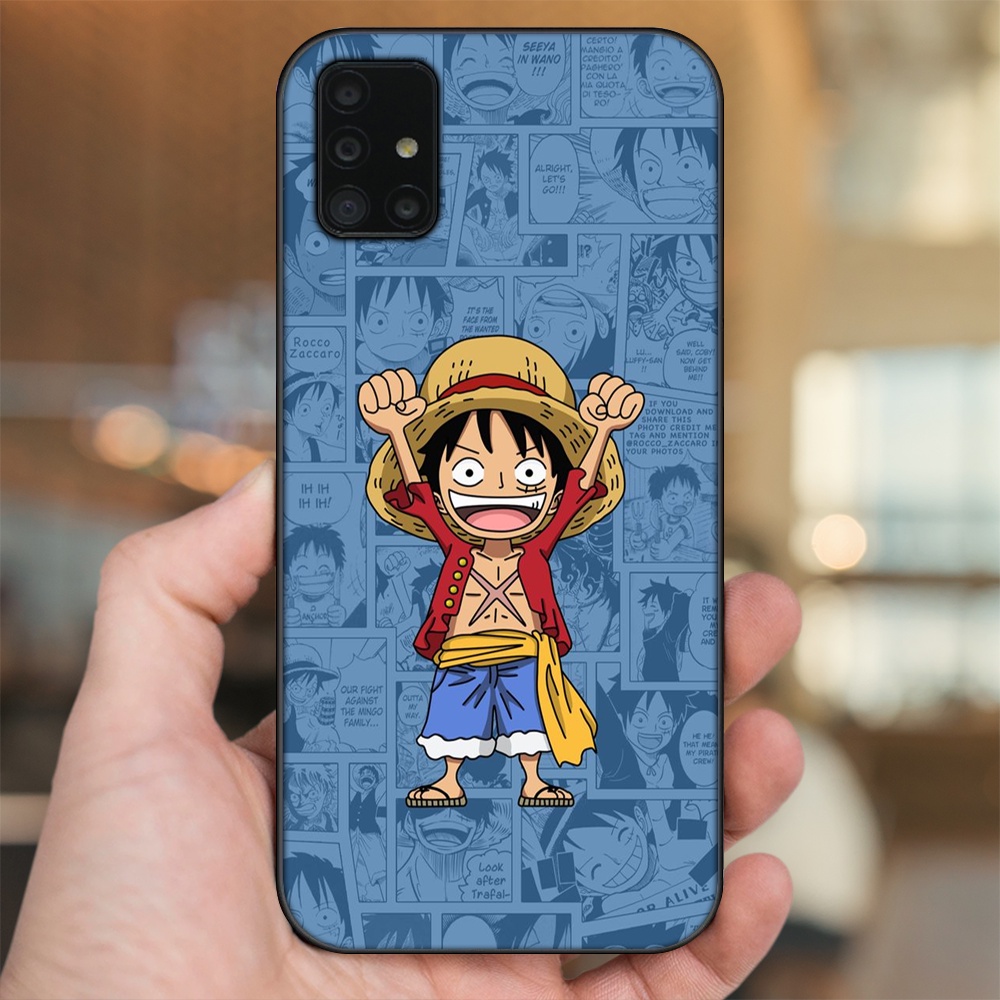 Ốp lưng Samsung A51, A71 viền đen in hình Luffy One Piece
