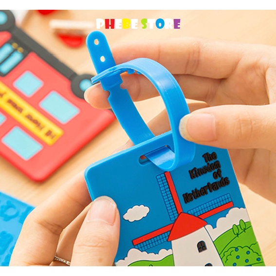 Thẻ vali đeo hành lý balo du lịch name tag móc khóa treo cặp ghi tên cute quà tặng dễ thương cho bé