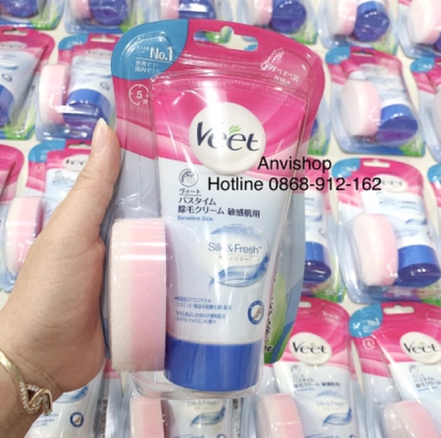 Kem Tẩy lông Veet cho vùng tay - chân - và vùng bikini và dưới cánh cho da thường da nhạy cảm 150G [Veet Nhật]