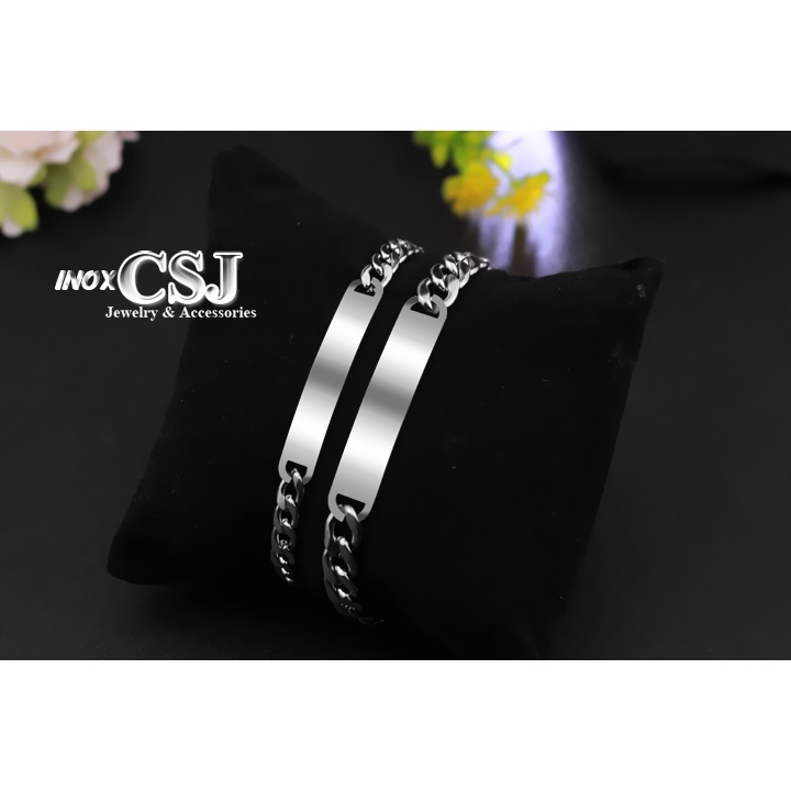 Lắc tay inox bảng trơn đẹp không đen dành cho nam và nữ