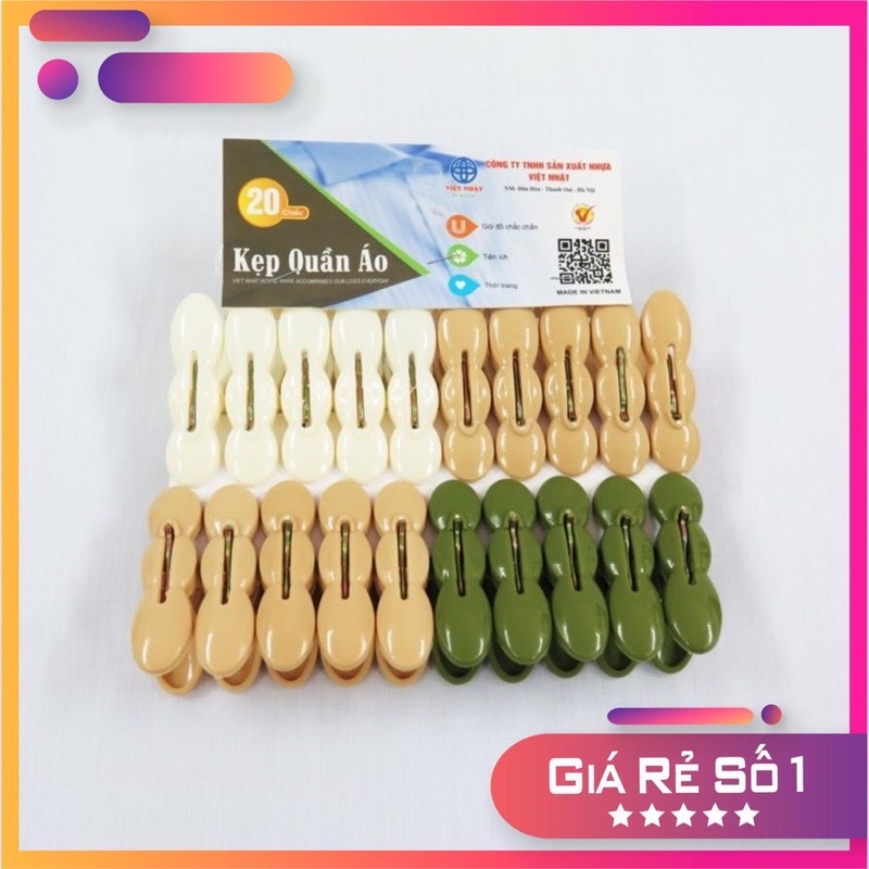 Set 20 chiếc kẹp quần áo Việt Nhật Cao Cấp