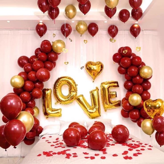 Set bóng trang trí phòng cứoi màu đỏ siêu hot 2020