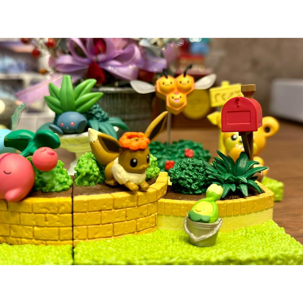 Mô Hình Đồ Chơi Pokemon Re-ment Garden Series Chikorita, Eevee, Budew, Cherrubi, Wooper, Rowlet, Teddiursa