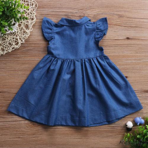 ⓗღ✯Kids Baby Girl Princess Sleeveless Denim Party Dress