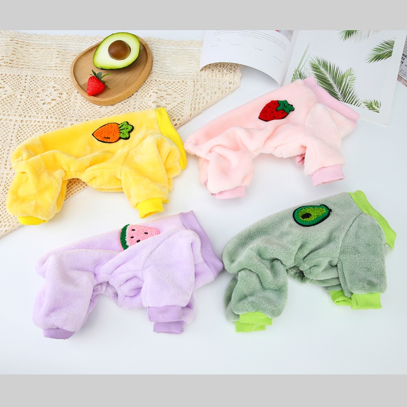 Áo Sweater Cotton Dày Dặn Thêu Họa Tiết Trái Cây Thời Trang Thu Đông Cho Thú Cưng