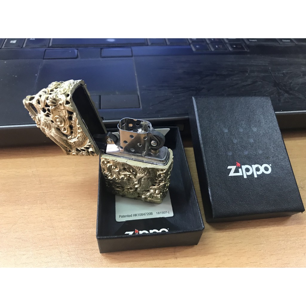 Vỏ Zippo hình rồng đúc bằng đồng cao cấp