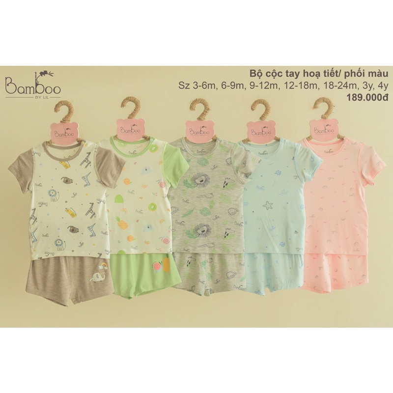 bộ cộc tay hoạ tiết phối màu bamboo
