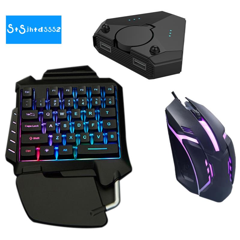 Bộ chuyển đổi kèm bàn phím + chuột Bluetooth 5.0 dùng chơi game PUBG trên điện thoại cho IOS Android