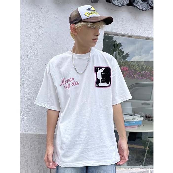 Áo Thun Never Say Die Họa Tiết Thêu Lá Bài Blackgts Tee