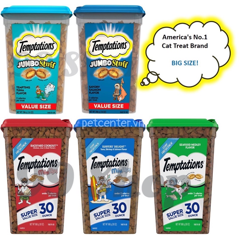 🇺🇸ĐÃ VỀ LÔ MỚI- Snack Bánh Thưởng Cho Mèo TEMPTATIONS Hàng Nhập Mỹ 396g-454g