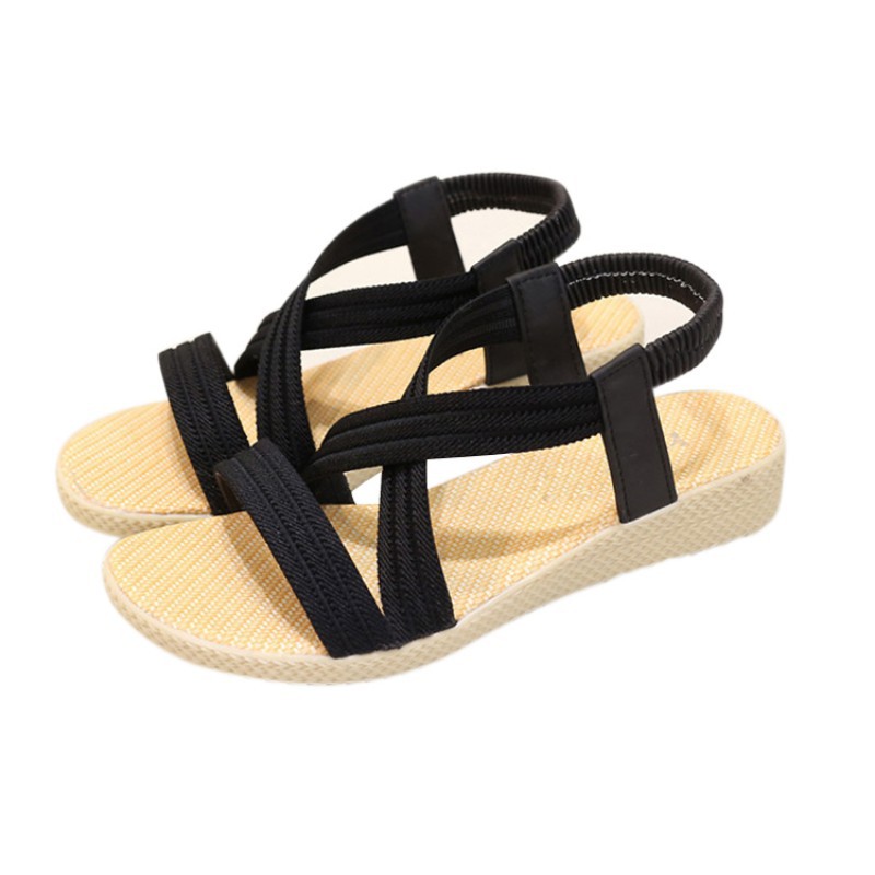 Giày sandal đế xuồng thiết kế quai đeo vòng qua mắt cá phong cách thời trang mùa hè dành cho nữ
